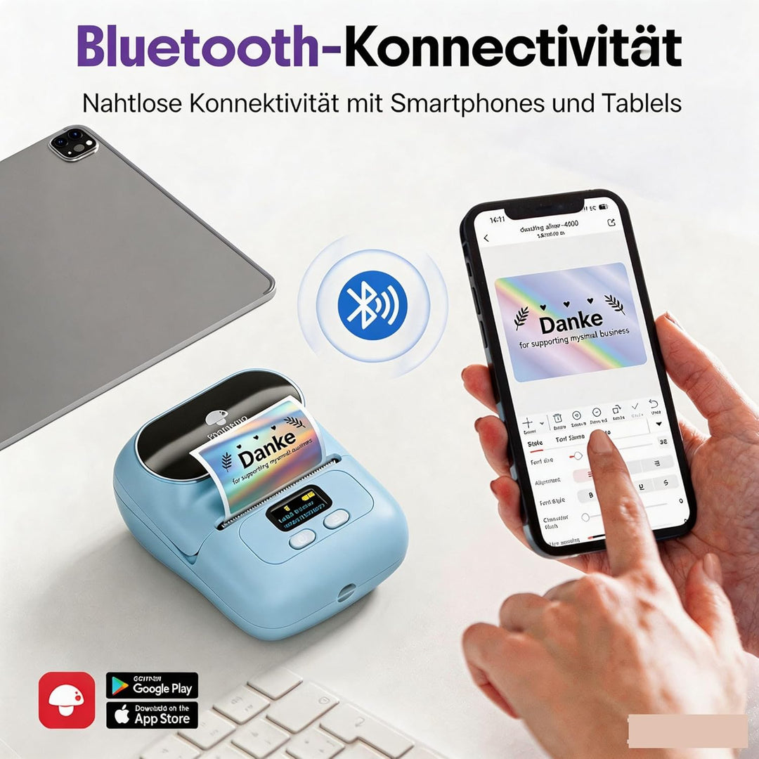 Phomemo M110 Bluetooth Etikettendrucker Barcode Etikettendrucker beschriftungsgerät Selbstklebend La