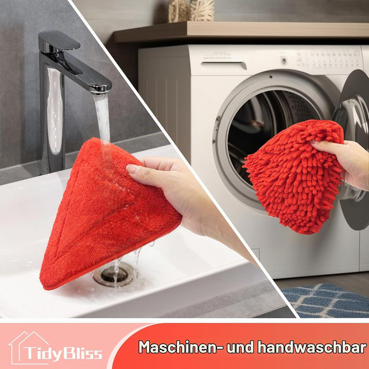 TidyBliss Bodenwischer Wandmop mit 202 cm Langem Stiel, 360°Drehbarer Dreieck Wischmopp mit Klappbar
