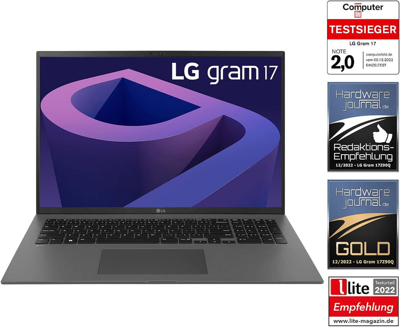 2022 LG Gram 17 Zoll Ultralight Notebook - 1,350g Intel Core i7 Laptop (16GB RAM, 512GB SSD, 17,5h A
