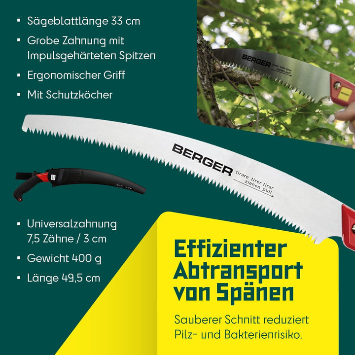 Berger Astsäge 64850 mit auswechselbaren Sägeblatt inklusive Schutzköcher, Länge: 33 cm Astsäge 33 c