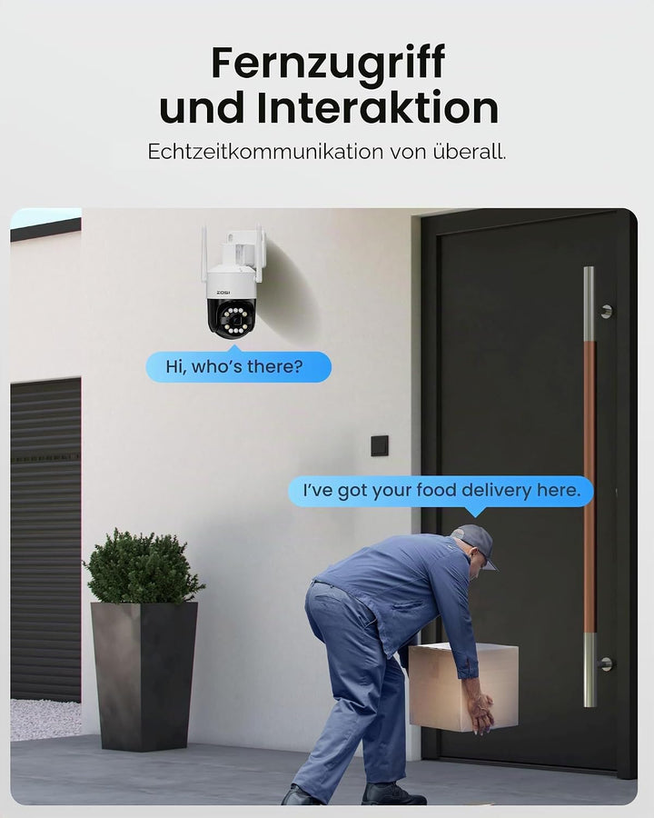 ZOSI 3K Wi-Fi 6 Outdoor Überwachungskamera mit 360° Pan &amp; Neigung, 2,4 GHz WLAN Kamera für Aussen mi