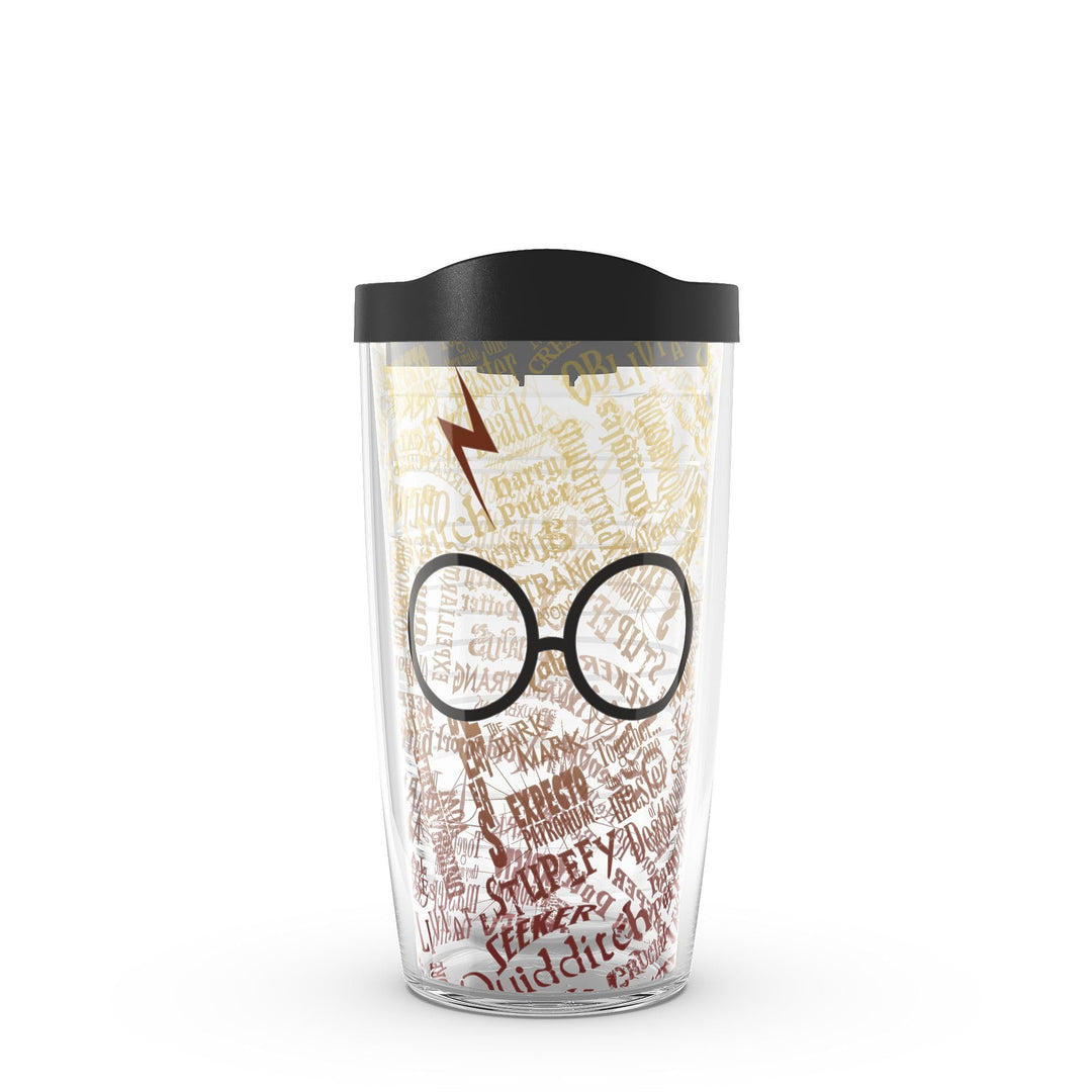 Tervis 1209497 Harry Potter - Glasses and Scar Becher mit Umwicklung und schwarzem Deckel, Tritan, K