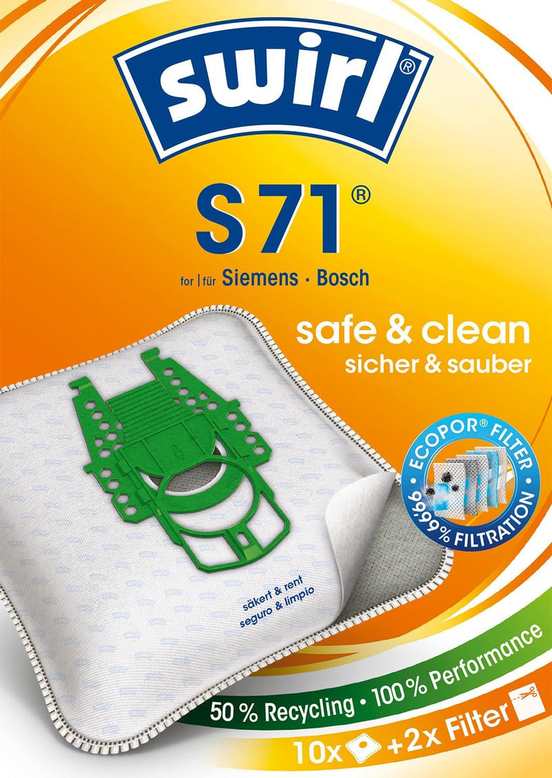 S 71 MicroPor® Plus Staubsaugerbeutel Vorteilspack, 10 Beutel für Siemens und Bosch Staubsauger 10 P