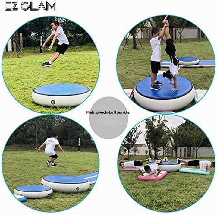 GLANT Air Mat Tumble Track AirSpot - Gymnastics Training Springboard - Round Inflatable Springboard