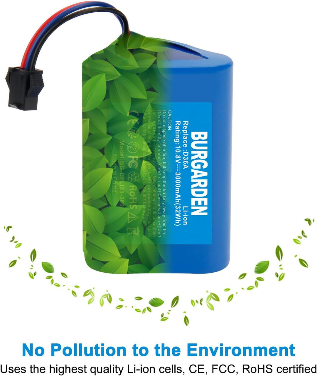 BURGARDEN 10.8V 3000mAh Li-ion Ersatzakku für Ecovacs D36A D36B D36C D36E DA60 DA611 DB35 Deebot Sli