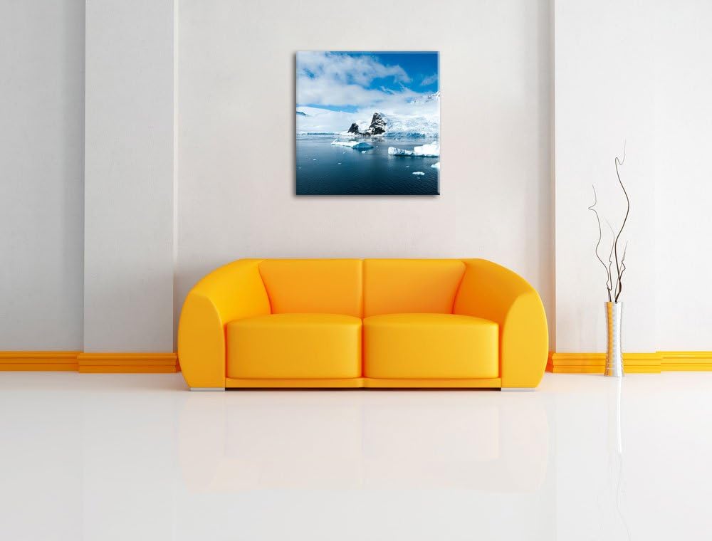 Pixxprint Winterlandschaft in der Antarktis als Leinwandbild/Grösse: 70x70 cm/Wandbild/Kunstdruck/fe