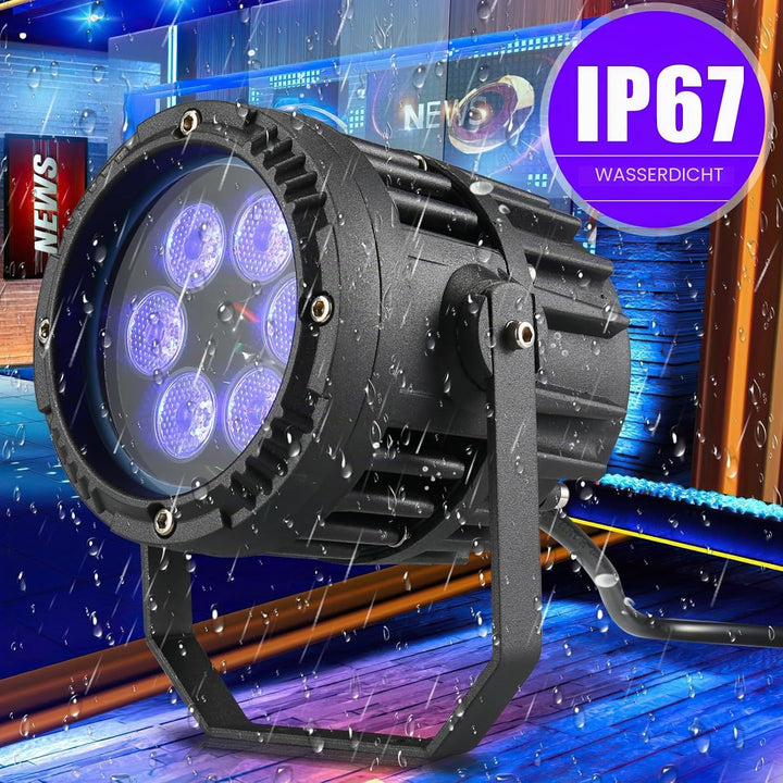 2PCS 6 x 3W IP67 Wasserdichtes Par Licht, RGBW 4 in 1 LED Discolicht Partylicht mit Fernbedienung, f