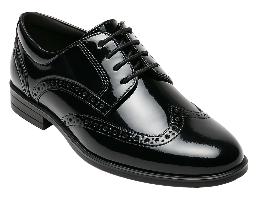 Jungen Kunstleder Lack Brogue Abendschuhe Schnürschuhe formelle Hochzeit Pagenkopf Schuhe 27 EU Lack