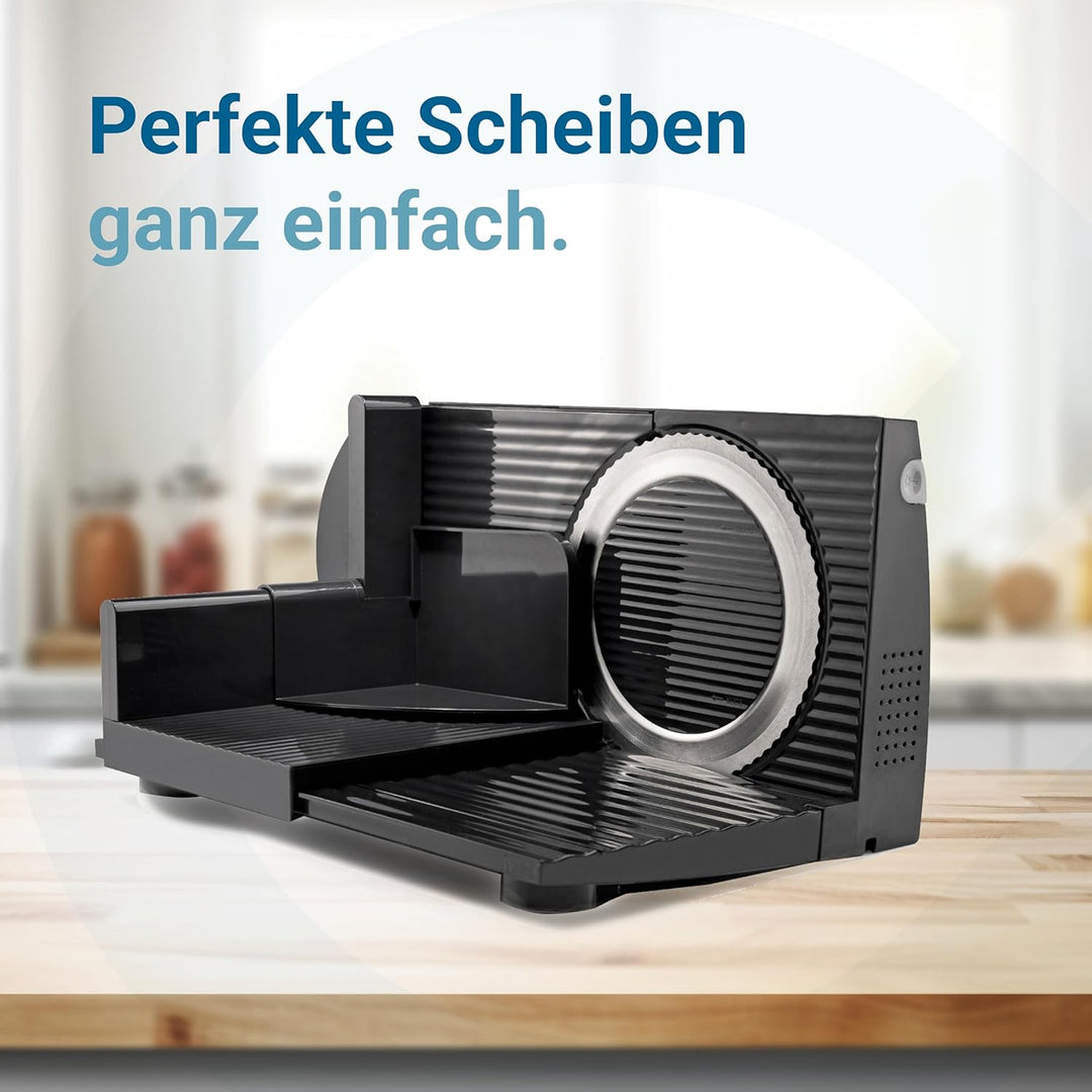 EUREL RS42 Allesschneider SCHWARZ Made in Europa I platzsparend klappbar Elektrischer Schneidemaschi