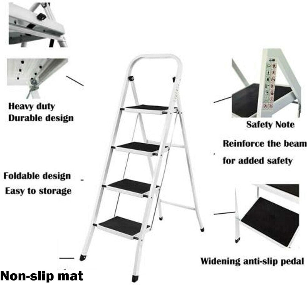 Klappleiter 4-Stufen-Leiter Schwere Leiter Leichte Stufenleiter mit Anti-Rutsch-Matte für den Hausha