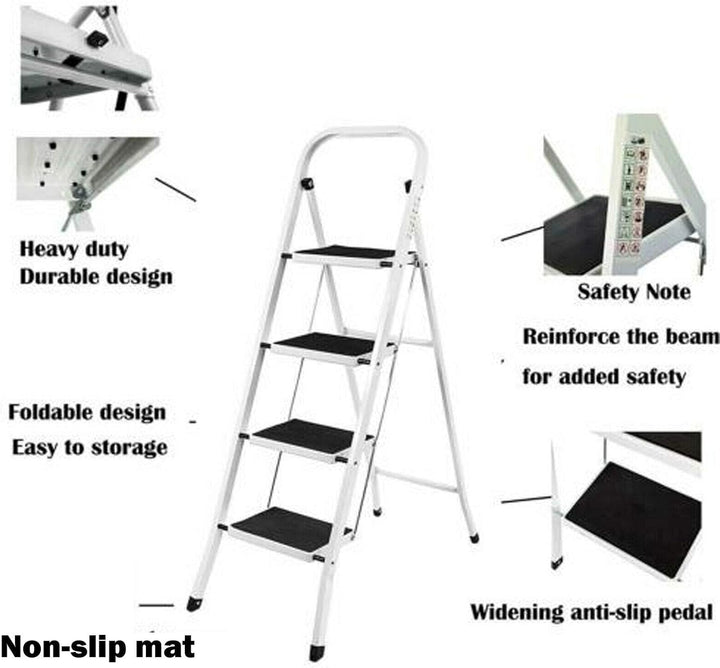 Klappleiter 4-Stufen-Leiter Schwere Leiter Leichte Stufenleiter mit Anti-Rutsch-Matte für den Hausha