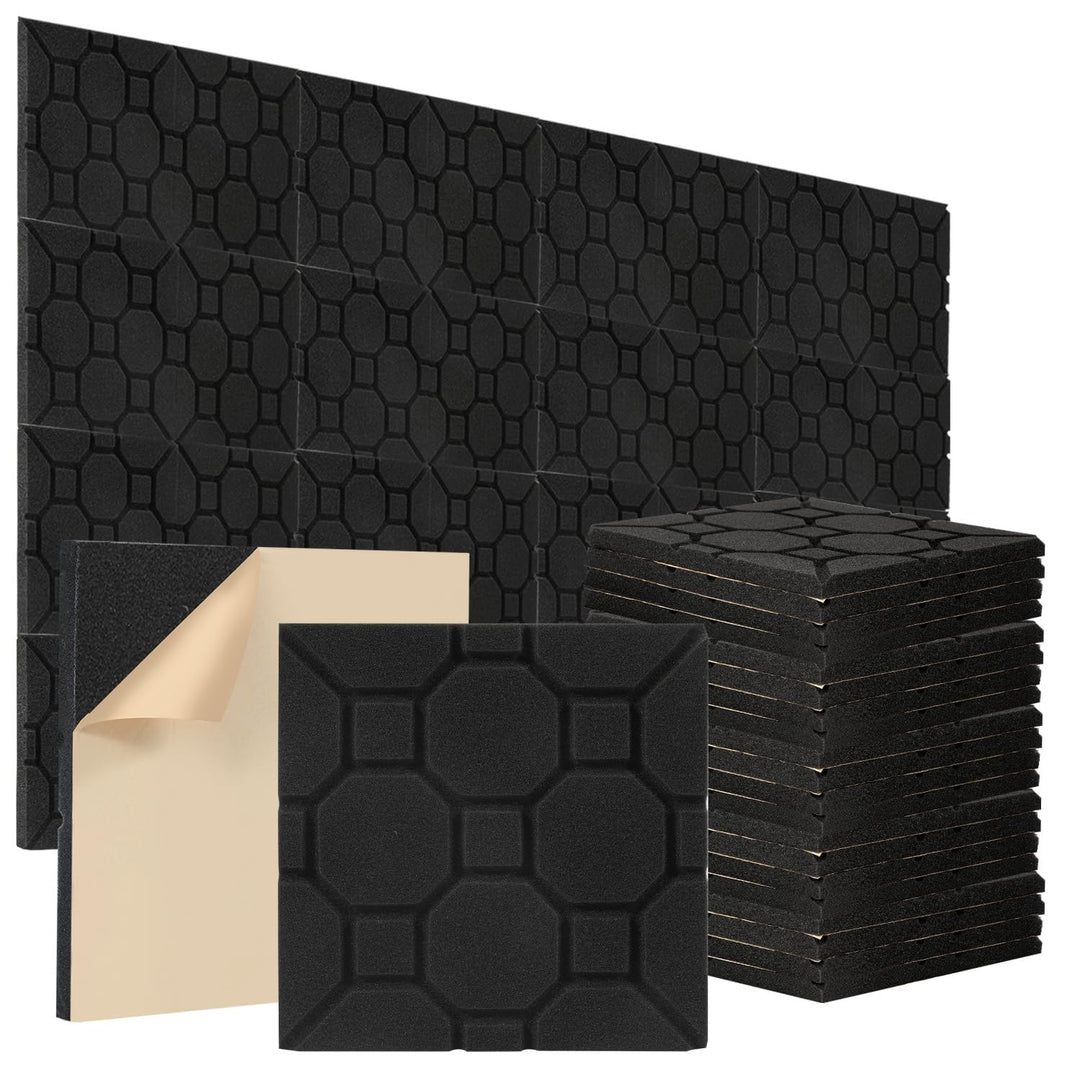 Akustikschaumstoff Schallabsorber, 48 Stück Akustikplatten Selbstklebend, Schallabsorber Wand, Schal
