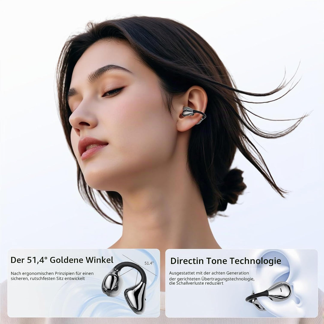Open-Ear-Kopfhörer I5, Kabellose Bluetooth 6.0 Clip-On-Ohrhörer mit ENC, IPX5 wasserdicht, 36 Std. L