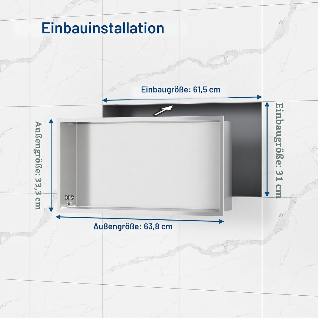 Neodrain Wandnische Dusche Edelstahl Duschnische Einzelregal Lagerung für Badezimmer 60 x 30 cm, Geb