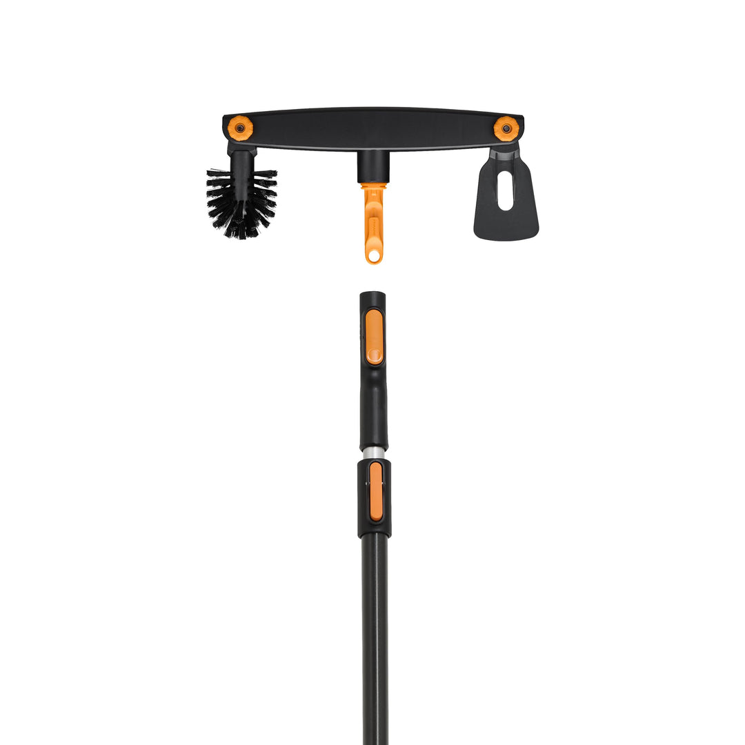 Fiskars OneClick Dachrinnenreiniger &amp; Teleskopstiel L | Komplett-Set für Dachrinnen, Einfach zusamme