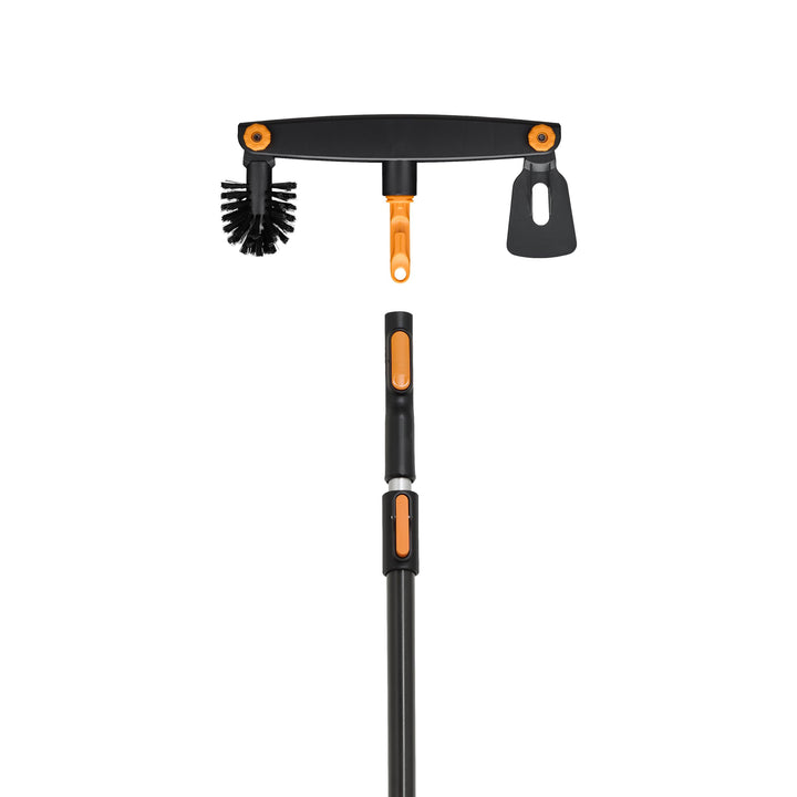 Fiskars OneClick Dachrinnenreiniger &amp; Teleskopstiel L | Komplett-Set für Dachrinnen, Einfach zusamme