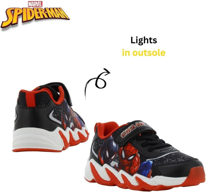 Leomil Spiderman Blinkschuhe Jungen Spiderman Schuhe Kinder, Ideal for Schule und Freizeit 25 EU Sch