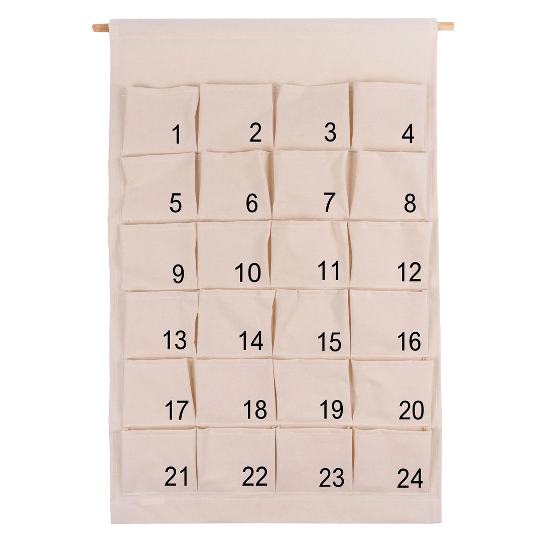 minimutz Adventskalender Kinder Stoff, Weihnachtskalender Wand gross mit sortierten Zahlen, 24 Türch