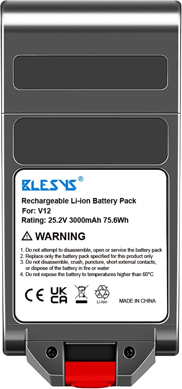 BLESYS V12 Akku für Dyson V12 Detect Slim/Fluffy/Absolute Staubsauger 965470-01 484607 (Nicht für SV