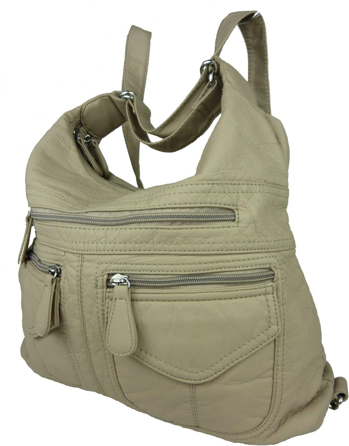 kennydoo Rucksacktasche I 2in1 Damen Rucksack und Handtasche in Einem I Schultertasche einfarbig uni