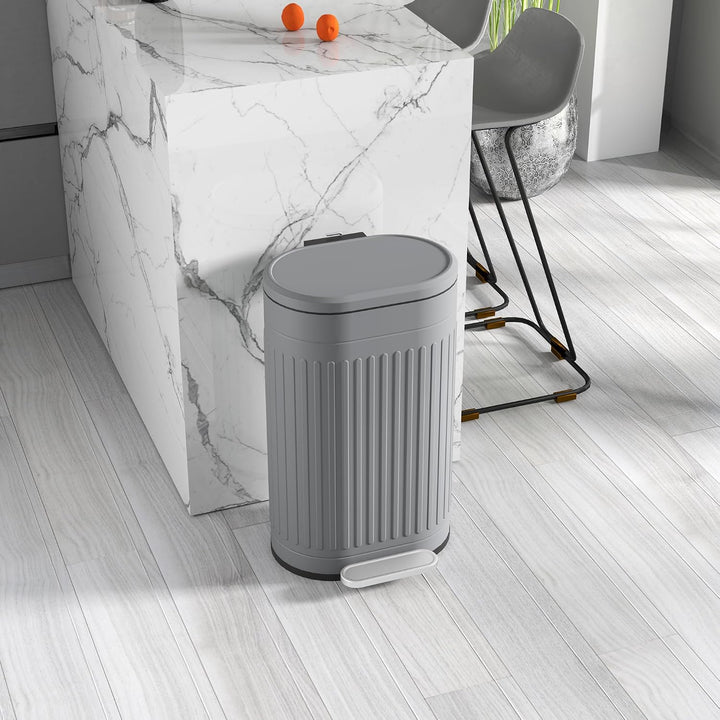HOMCOM Mülleimer 30L Treteimer Abfalleimer Grau 36,5 x 31,2 x 60,8 cm Grau 30 L, Grau 30 L