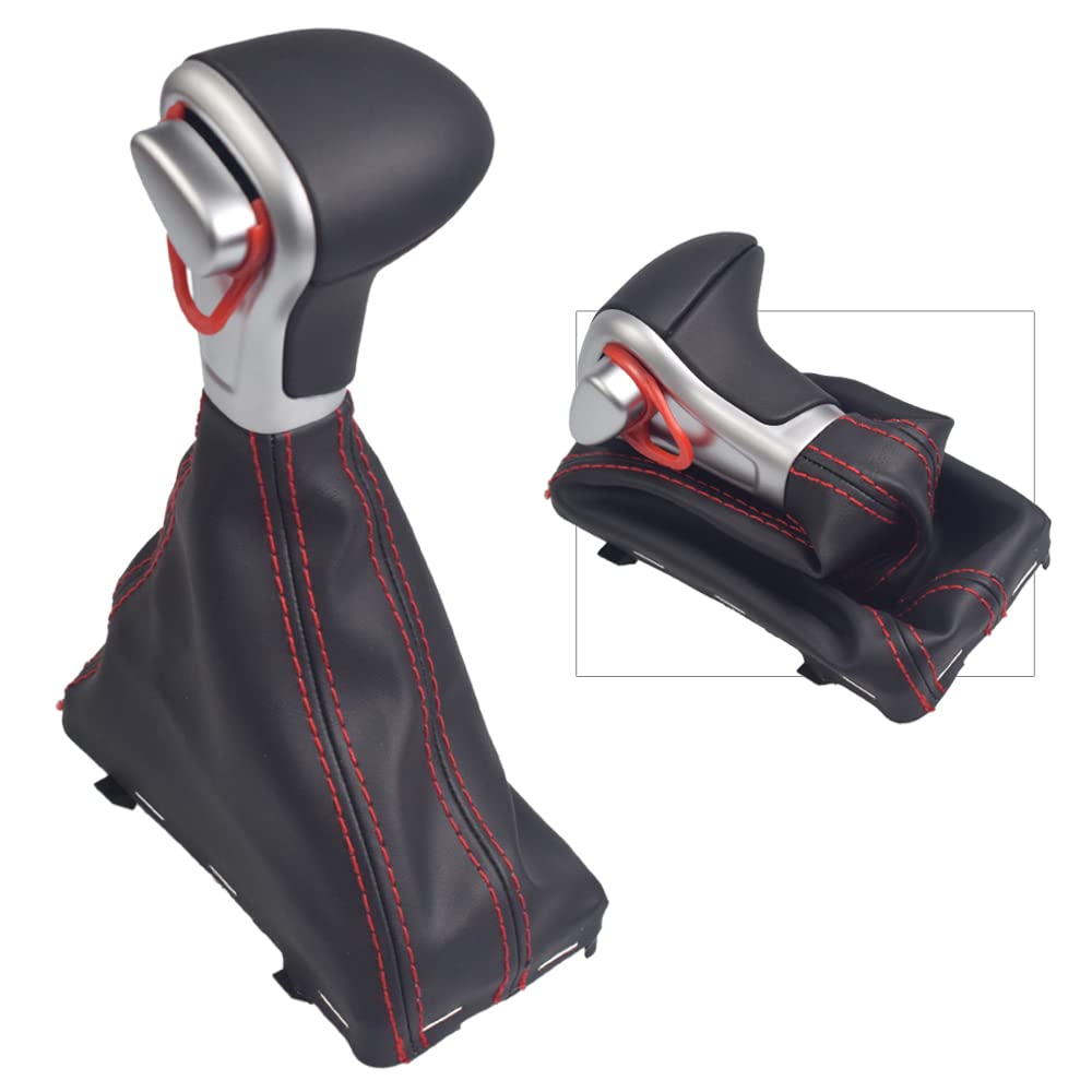 Hacreyatu Automatisch Leder Auto Schaltknauf Stick Gaiter Boot Frame Kit für A-udi A4 B8 A5 Q5 (Schw