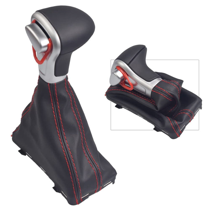 Hacreyatu Automatisch Leder Auto Schaltknauf Stick Gaiter Boot Frame Kit für A-udi A4 B8 A5 Q5 (Schw