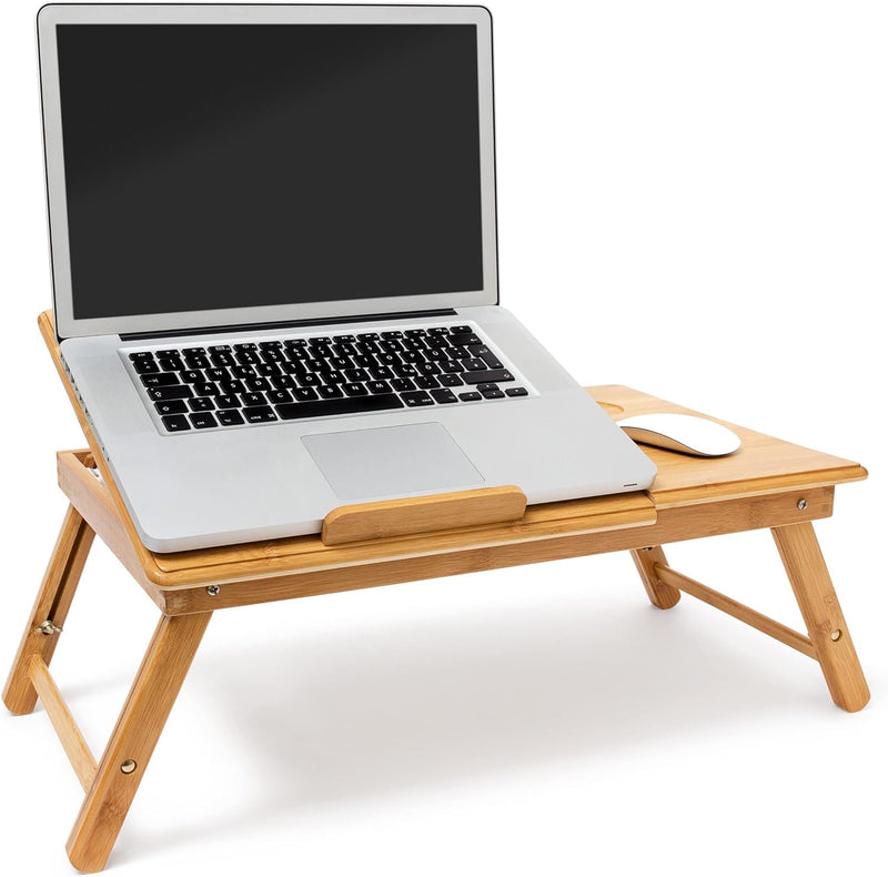 Relaxdays Betttablett Bambus höhenverstellbar HBT 30,5 x 72,5 x 35 cm Laptop Tisch für Notebook mit