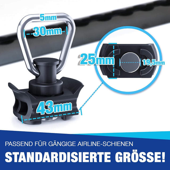 NTG Airlineschiene Fitting aus Kunststoff (20 Stück) | Airline Fitting mit 1000kg Bruchlast in Schwa