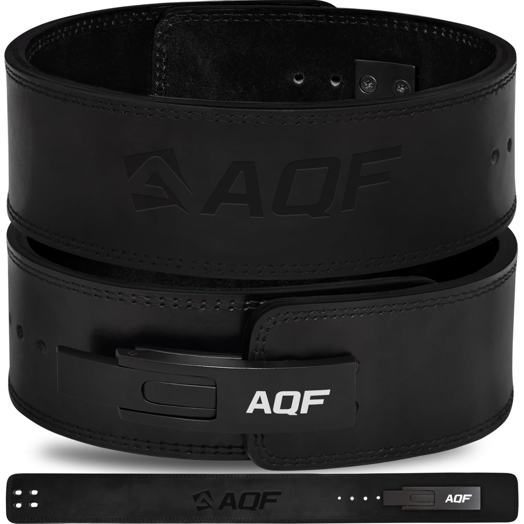 AQF Gewichthebergürtel Lever Schnalle, 4" Breit 10mm Dick Leder Belt - Genehmigt IPL USPA Kraftraini