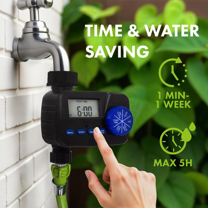 Green Blue Digital Bewässerungssteuergerät mit Display | Elektronischer Bewässerungstimer mit IP55 S