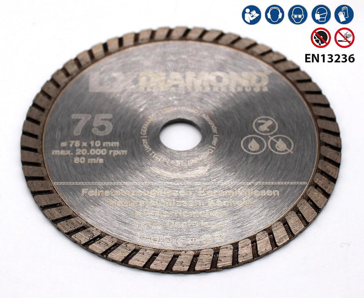 LXDIAMOND Diamant-Trennscheibe 75mm x 10mm Premium Diamantscheibe für Keramik Fliesen Naturstein Fei