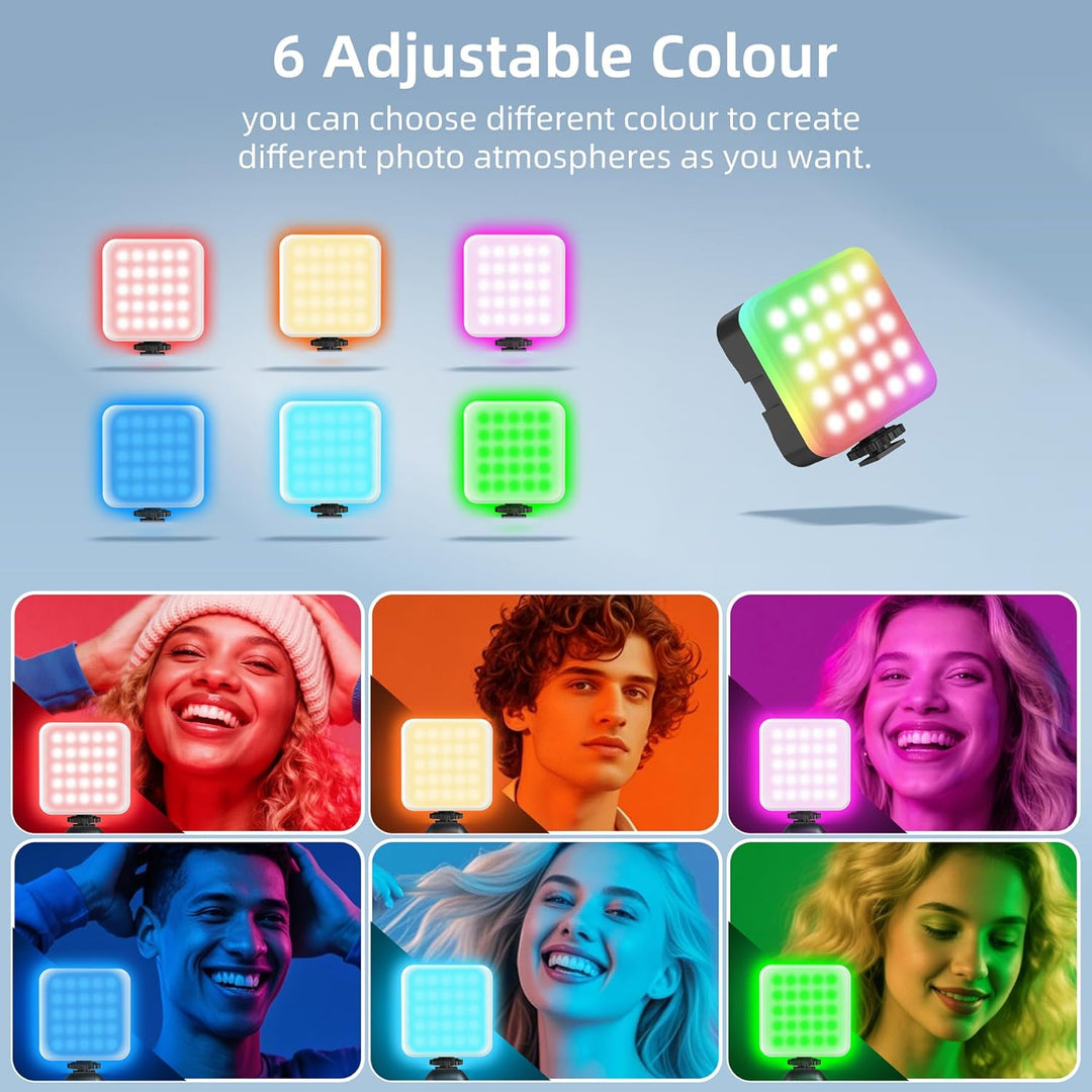 Zeadio Tragbare RGB Taschenlampe mit Clip - 3000K-7000K Farbtemperatur Kamerabeleuchtung, CRI95, Kle