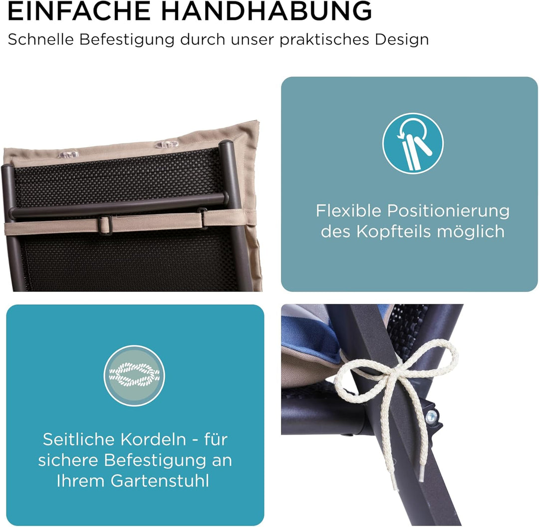 gardisun Gartenstuhlauflagen Hochlehner mit Kopfteil I Extra Dicke Sitzauflagen I Made in Europe I P