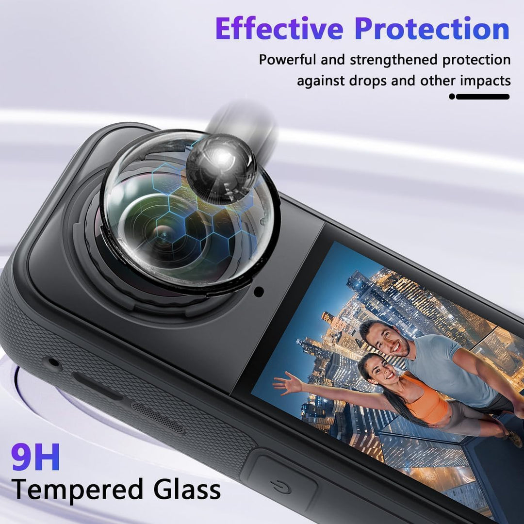 Locofun Kameraschutz für Insta360 X5 für Panzerglas, Premium-Linsenschutz, 2 Stück 3D Drehbar Objekt