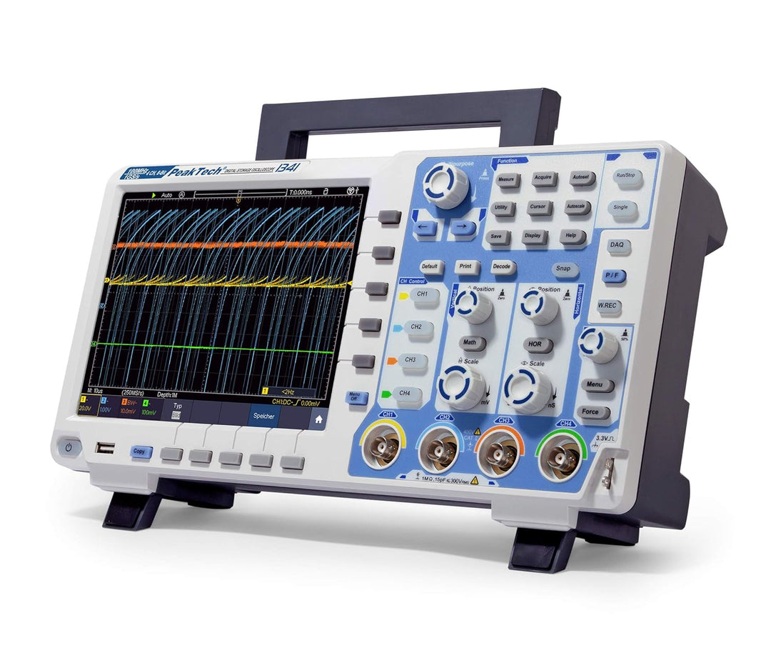PeakTech 1341 – 4-Kanal Speicher-Oszilloskop 100 MHz - Max. 1 GS/s mit USB, LAN Schnittstelle & 8" H