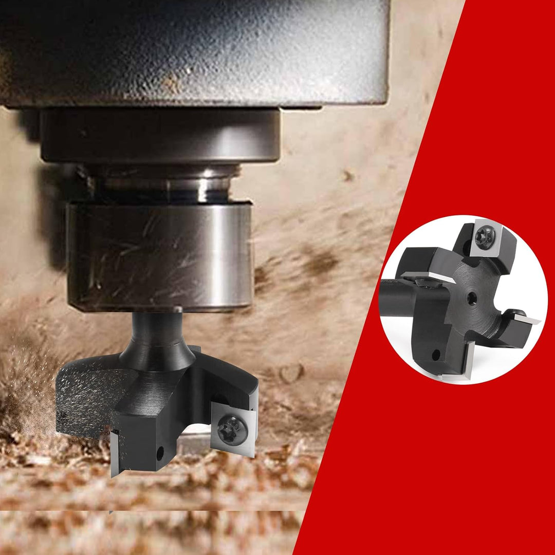 Trvoxviq Planfräser 12mm schaft 4 Flöten mit 10 austauschbaren Hartmetallmessern(12x12x1.5mm), Durch