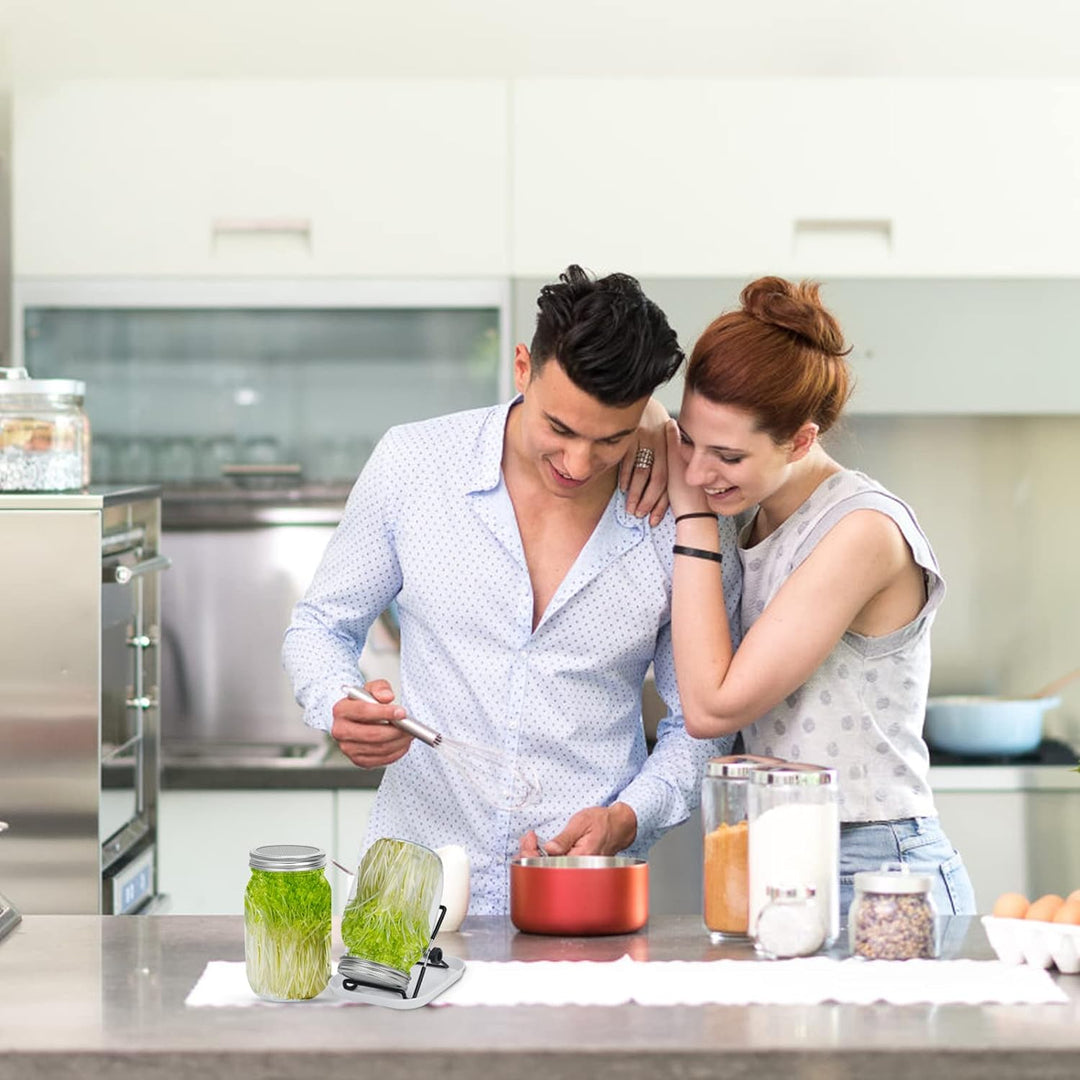 Deefongo 1000 ml Sprossen-Set, 4er Sprouting jar Glas,Keimglas-Set, Weithalsgläser mit abgeschirmten