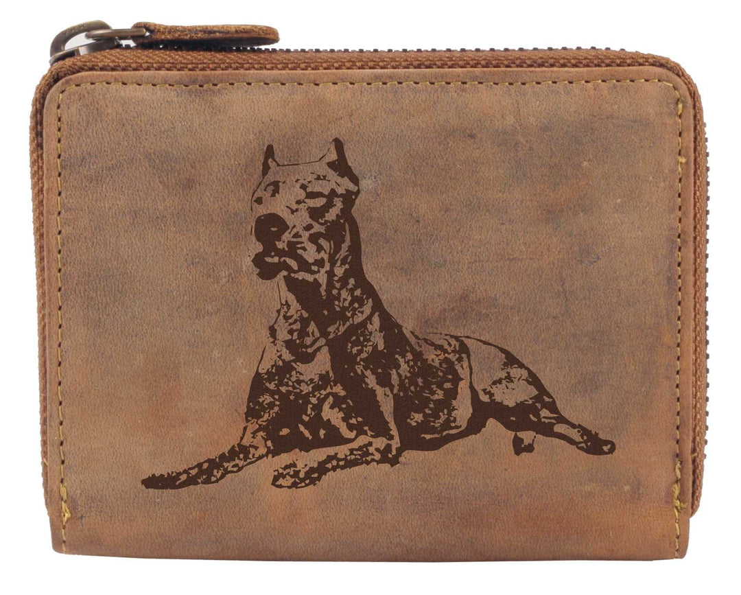 Greenburry Damengeldbörse mit Hunde-Motiv Dogo Argention Leder Damen-Geldbeutel Dogo Argentino, Dogo