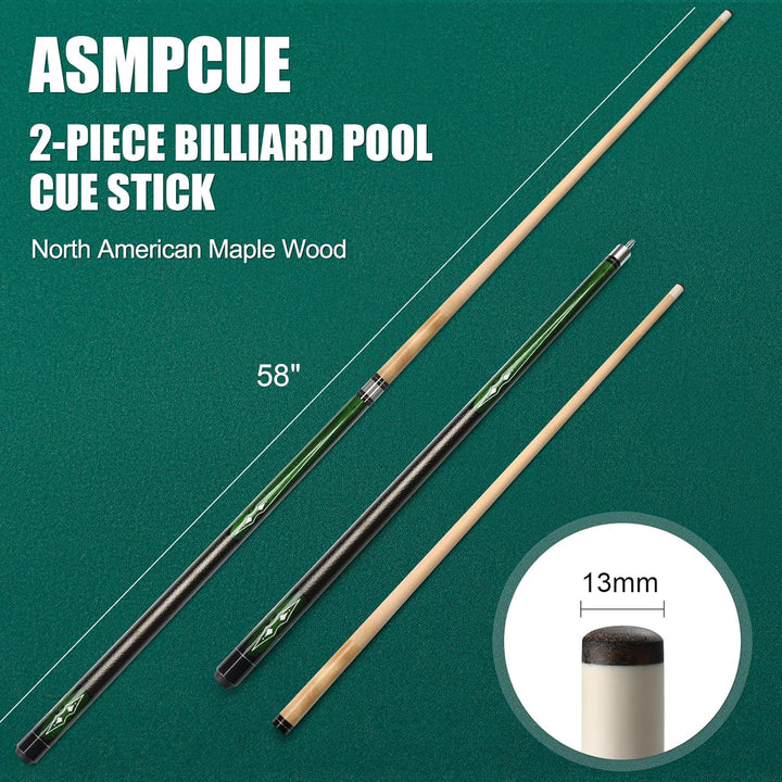 Pool Queue, 58 Zoll Billard Queue Kanadischer Ahornholz Pool Cue 13mm Spitzen für Professionelle Bil