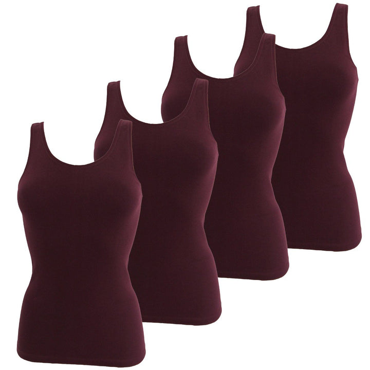 HERMKO 1310 4er Pack Damen Tank Top aus Bio-Baumwolle S Bordeaux, S Bordeaux