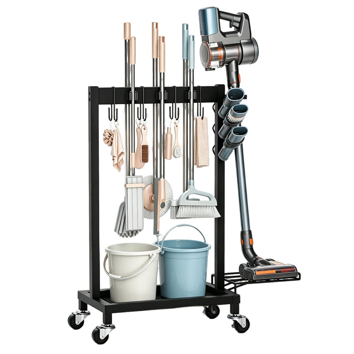 Gartenwerkzeug Organizer 3-stufig und 6 Mopphalter Yard Tool Tower Rack Garten Werkzeugregal mit 3 B