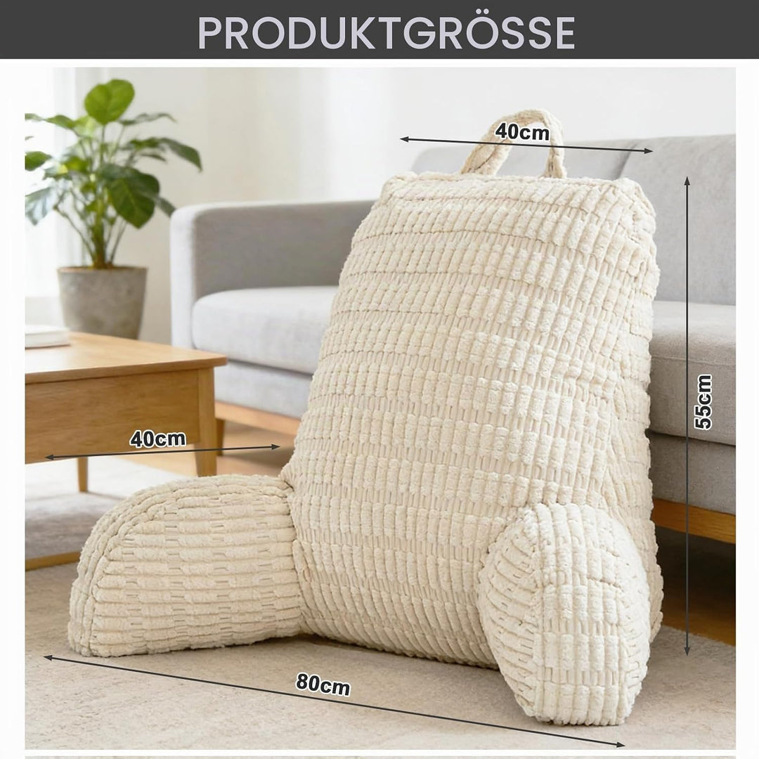 Lesekissen für Bett Und Sofa,Rückenstützkissen Lesekissen mit Armlehne, Erwachsenensofa mit Rückenle
