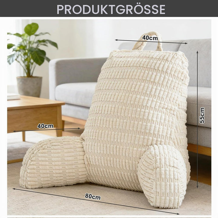 Lesekissen für Bett Und Sofa,Rückenstützkissen Lesekissen mit Armlehne, Erwachsenensofa mit Rückenle