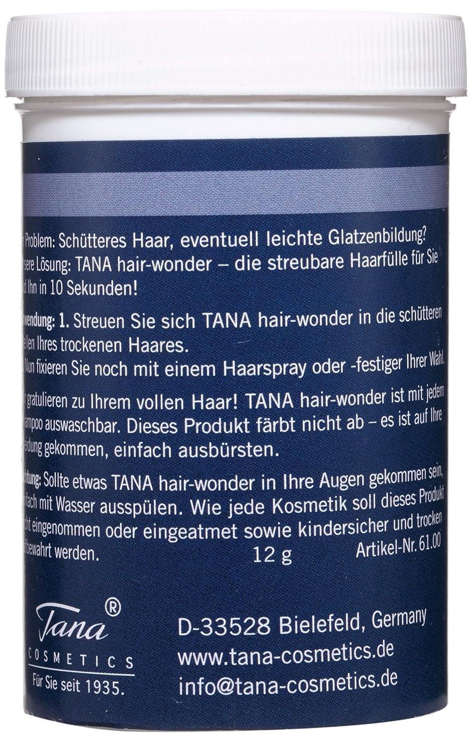 Tana Hair-Wonder Schwarz 12 g, 1er Pack (1 x 0.012 kg), Schwarz