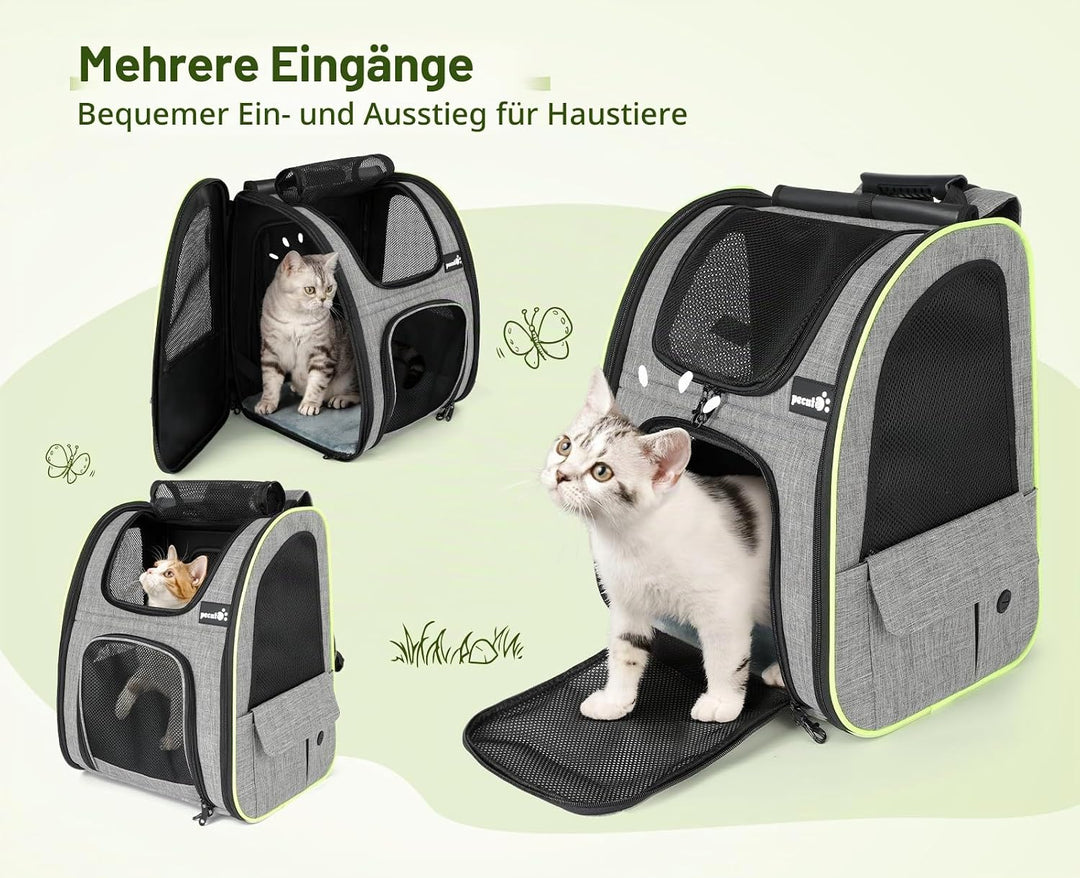 pecute Haustier Rucksack mit Netzfenster XL für 6-10 kg, Erweiterbarer Platz, Tragbare &amp; Faltbare Ka