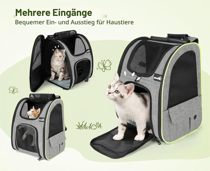 pecute Haustier Rucksack mit Netzfenster XL für 6-10 kg, Erweiterbarer Platz, Tragbare &amp; Faltbare Ka