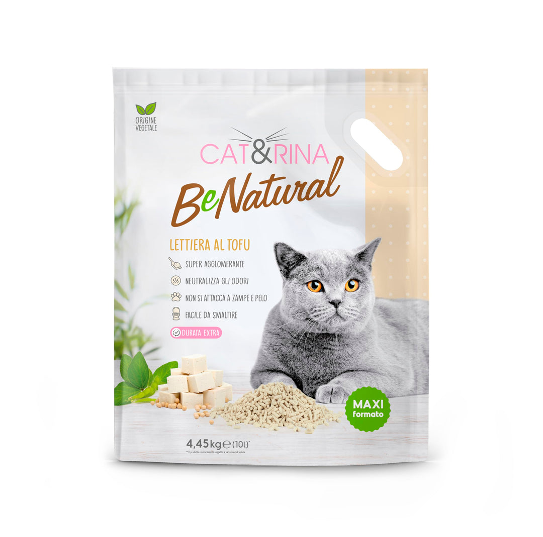 Cat&Rina BeNatural Tofu Katzenstreu, pflanzlich und stark klumpend. Biologisch abbaubar und in der T