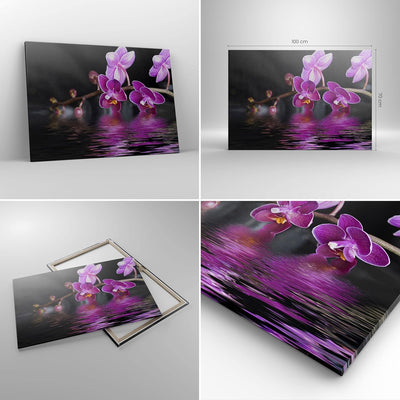 Bilder auf Leinwand 100x70cm Leinwandbild Asien exotisch orchidee blume Gross Wanddeko Bild Schlafzi