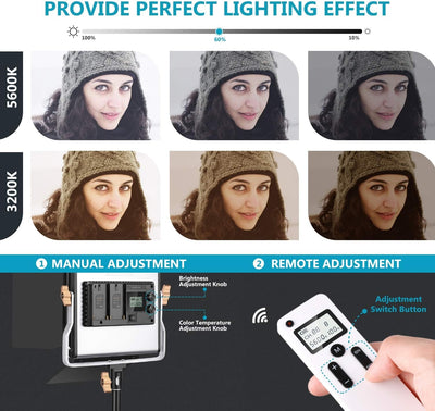 Neewer 2 Packungen Erweiterte 2,4 G 480 LED Video Licht Kit Beleuchtung Fotografie LED Panel zweifar